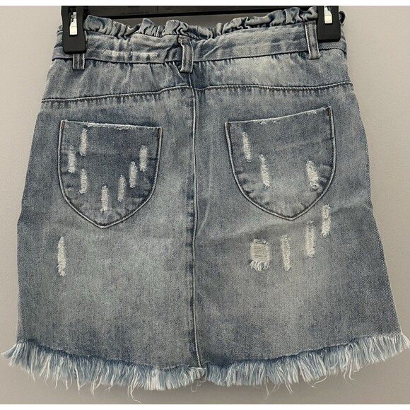 NWT's Hayden Girls 14 Paper Bag Distressed Jean Skirt - Picture 8 of 8
